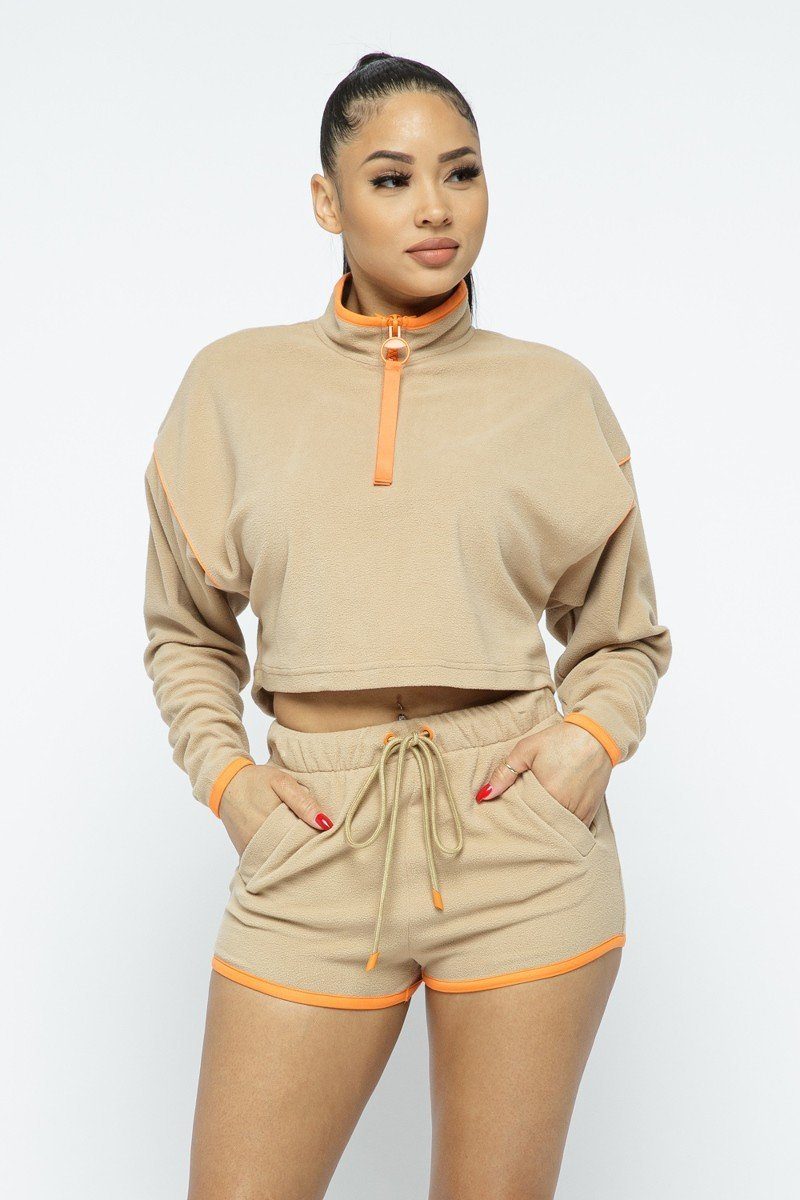 Sporty Crop Top Sporty High-waist Shorts Set – Trends nyc