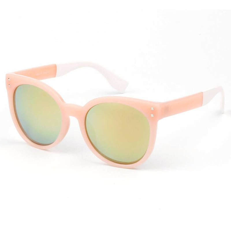Jaunty Mirrored Lens Soft Cat Eye Sunglasses