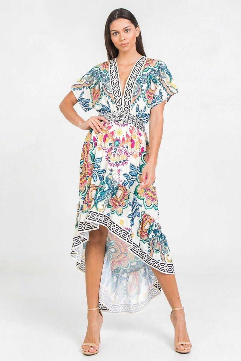 A Printed Woven Hi-lo Dress