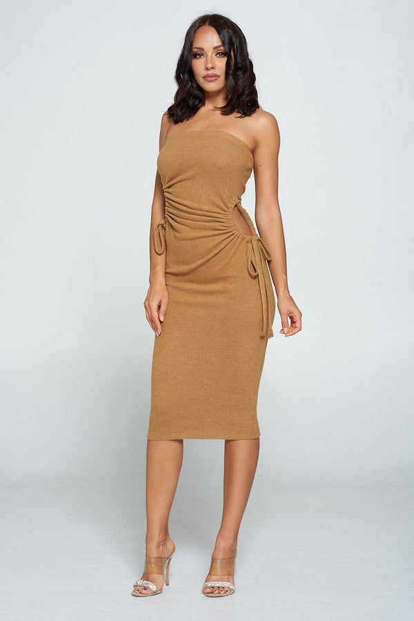 Strapless Solid Color Bodycon Dress