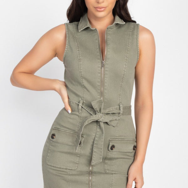 belted cargo mini dress Belted Cargo Pockets Mini Dress – Trends nyc