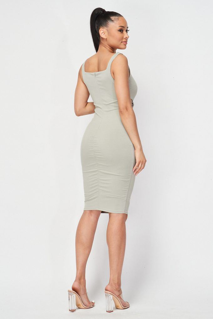 Cut-out Buckle Detail Bodycon Dress